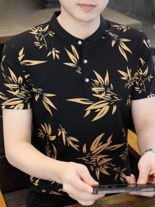 HENGYUANXIANG | Hengyuanxiang Mens Polo Shirt Pure Cotton Summer New Fashion Casual Print Short Sleeve T-Shirt Youth Vitality Style Standard Fit