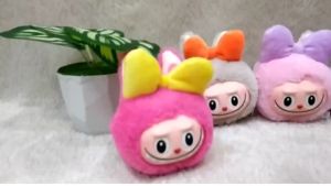 Keychain Labubu The Monsters Exciting Macaron Gantungan Kunci Labubu Muka Karet YL