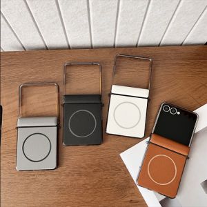 For Samsung Galaxy Z Flip 7 Casing Lychee Leather Hard Phone Case Cover