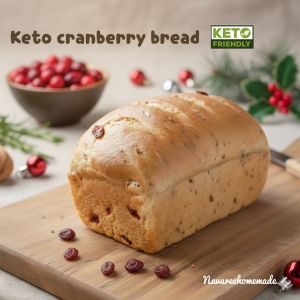 ขนมปังคีโตแครนเบอรี่ 360 g.KETO CRANBERRY BREAD 360 g. เนื้อนุ่ม อร่อย ไร้แป้งไร้น้ำตาล