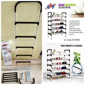 RAK SEPATU 5 Susun Serbaguna Rak Sepatu & Sandal Bahan Besi Anti Karat Portable GSF 4105