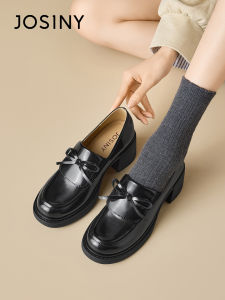 Josiny | British Style Womens Loafers Rough Heels