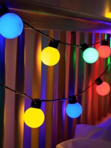 Romantic round Ball Lamp Outdoor Camping Atmosphere Waterproof LED String Light Solar Powered Tent Decoration Colorful Lights