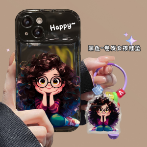 Curly Hair Girl Suitable for Opporeno11 Phone Case Reno10/9/8/7/6pro New Arrival 5K Flip Findx5/X3 Mirror A96 Female A58x/A55/A57/A56s