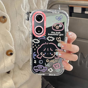 Oppo a Series Phone Case Silicone Mirror Surface Anti-Fall Cute Creative Graffiti Girl Full Cover Protection Soft Shell for Girls