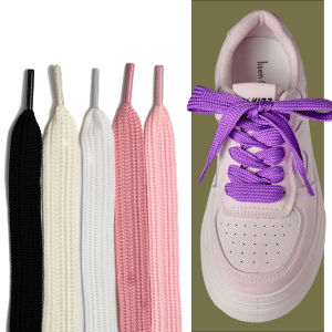 Wide Shoe Laces Single Layer Approximately 1.5cm Wide Bread Board Sports Casual Shoes Black White Pink Blue Grey Sweatshirt Rope