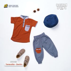 Hooflakids - Raiyan & raina series - Baju anak bayi 1 tahun stelan baju anak bayi balita usia 6 1 tahun sampai 3 tahun baju couple set anak bayi