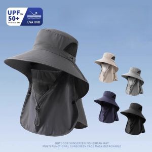 Mens UPF 50+ Sun Protection Bucket Hat - Wide Brim Fishing & Hiking Hat with Neck Cover | Quick-Dry UV Blocking Outdoor Cap (Spring/Summer)
