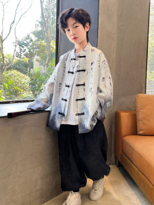 Boys Tang Suit Spring Autumn Style Childrens Traditional Chinese Costume Set Handsome Middle Large Childrens Fashionable Autumn Wear