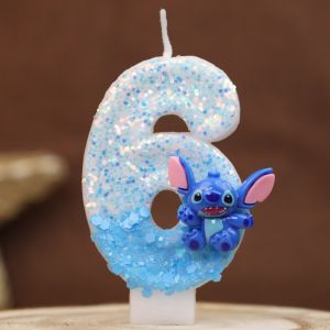 Nến Kỹ Thuật Số Màu Xanh Trắng Hoạt Hình Disney Stitch 0-9 Để Trang Trí Tiệc Sinh Nhật Kỷ Niệm