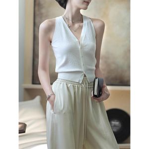 HUOLISI | Elegant Design French Girl Style Halter Knit Top