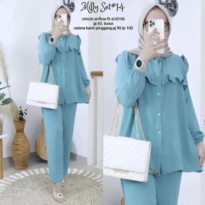 RATI - MILLY SET Setelan Crinkle Wanita Terlaris Bisa COD Kekinian Kancing Aktif Muat Sampe BB 75 by Fashion Hijab Solo