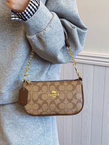 Elegant British Style Womens Mini Crossbody Bag Luxury Underarm Chain Shoulder Bag Versatile Casual Print PU Leather Handbag