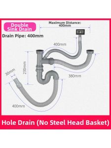 Double Sink Drain Fitting for Kitchen