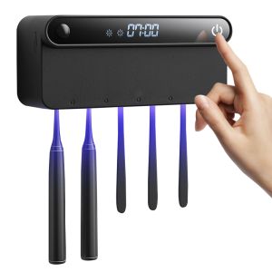 Fully automatic intelligent UV toothbrush sterilizer wall mounted toothbrush holder human body sensing automatic disinfection C-type charging fast drying LED display toothbrush sterilizer