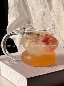 Heat Resistant High Borosilicate Glass Worm Design Coffee Cup Cute Water Milk Glass Cup for Home Use Nordic Style round Shape