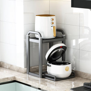 Kitchen Counter Top Space Saver Small Size Electric Rice Cooker Holder Air Fryer Integrated Storage Rack Modern Minimalist Aluminum