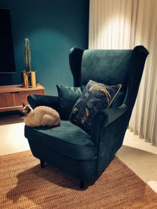 Nordic Style Single Sofa Tiger Chair French High Back Casual Chair American Style Tiger Stool Lazy Armchair Velvet Material