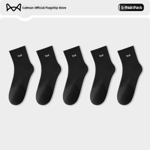 Miiow | Mens Cotton Socks Pure Color Sweat Absorbent Mid-calf Short-calf Four Seasons Casual Sports Socks MiiOW Cat Person Brand