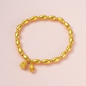 Chow Sang Sang 周生生 999.9 24K Pure Gold Cultural Blessings Lotus Seeds and Lotus Heart Bracelet for Women 14.5cm 94522B Price-by-Weight 18.71g Gold