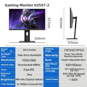 KTC | Gaming HD Monitor 400Hz HDR10 24.5 Inches