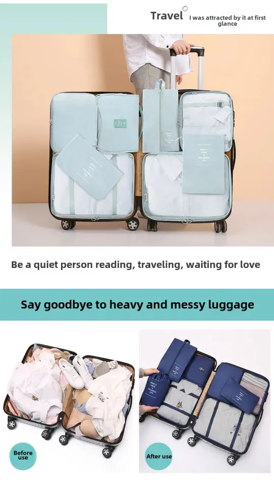 Travel Storage Bag 8-Piece Set Polyester Fiber Suitcase Split Bag