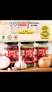 Blended Paste by MyHayaFoods for stir-frying. Set Bawang Bestie of 3 bottles - Red Onion Holland Onion Garlic
