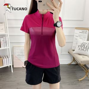 Ice Silk Short Sleeve Womens T-Shirt Running Sport Loose Top Quick Dry Breathable Summer New Style TUCANO Daily Wear
