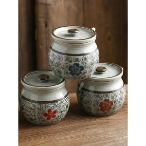 Large Capacity Thickened High Temperature Resistant Pig Fat Jar Salt Jar Seasoning Container Home Use Kitchen Storage Pot