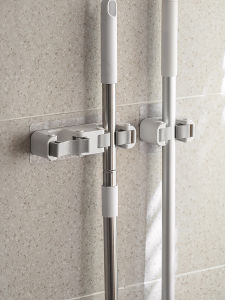 Mop Hook Hanger Punch-Free Wall-Mounted Toilet Mop Storage Rack Viscose Strongly Fixed Buckle Broom Clip