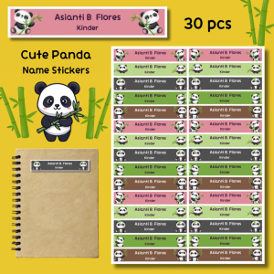 Name Sticker Personalized Cute Panda Animal Waterproof Kids Notebook Book Label School Customized Stickers