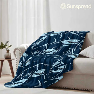 Beast Kingdom | Cartoon Shark Soft Warm Flannel Blanket Lightweight Cozy Christmas Halloween Home Decor Room