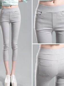 Spring Summer New Grey Black Eighteen Pants Thin Small Foot Pencil Pants High Waist Fashion Sunscreen Veil Mask Womens Fashion