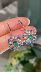 Montagne Jewelry 18k White Gold Earring for women Diamond Inset Fine Jewellery Natural Sapphire Emerald Earring Drop Earrings
