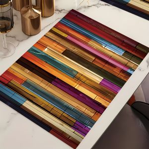 Bộ 4 Tấm Lót Bàn Màu Cầu Vồng VIKAMA Bộ 4 Tấm Lót Bàn Bằng Vải Polyester Không Dệt Trang Trí Bàn Ăn Dễ Dàng Chăm Sóc Thảm Chống Mài Mòn Cho Các Bữa Tiệc Tại Nhà Quán Cà Phê