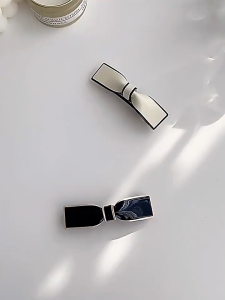 Small Fragrance High-grade Sense Temperament Black and White Bowknot Side Word Clip Hairpin