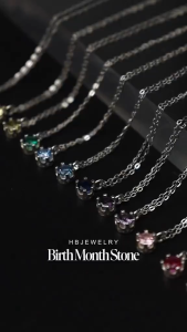 HB Jewelry Birth Month Stones S925 Silver Pendant Chain Necklace for Women Non Tarnish Hypoallergenic Non Fading Elegant Minimalist Everyday Wear Fashion Jewelry Sterling Silver Necklace Stylish Accessory