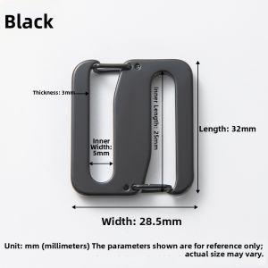 Buckle for Bags 304 Stainless Steel Black Plated Dual Opening Adjustable