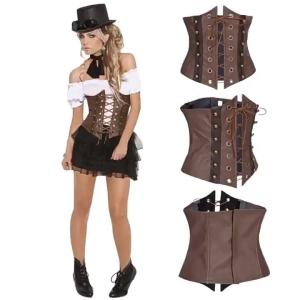 wish Vintage Gothic Corset Steampunk Brown Court Shaper Women Strap Waist-Tightening Clothes