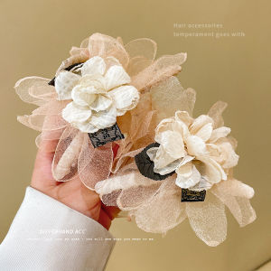 กิ๊บติดผมดอกกุหลาบแห้งสไตล์ใหม่ ทรงครึ่งหัว สำหรับผู้หญิง ทรงสัมผัสหรูหรา คลิปหนังสัตว์ คลิปผมสีฟ้า