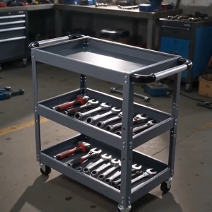 3 Layers Service Cart Metal Steel Tool Trolley 120KG Barang Garaj Bengkel Tools Shelf Storage Tiga Tingkat Layer Trolley with Wheels