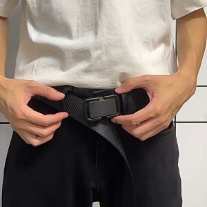 New Fashion Nylon Outdoor Tactical Belt Punch-Free Automatic Buckle Belt For Men And Women Tali Pinggang腰带