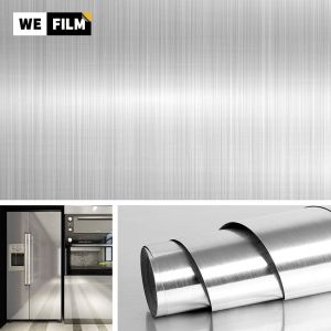 Metal Style Wallpaper Decorative Peel and Stick Removable Film Brushed Contact Paper PVC Waterproof House Appliance DIY Decal