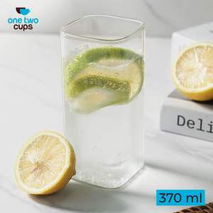 One Two Cups | Gelas Kaca Kotak Cocktail Borosilicate Glass 370ml - Transparent