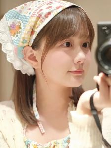 Village Korean Lace Scarf/Korean Aesthetic Scarf/Syal Renda/Twilly Flower/Syal Lebar Tutup Kepala/Syal Estetik Korean/Tudung Kepala Korea Lucu Estetik