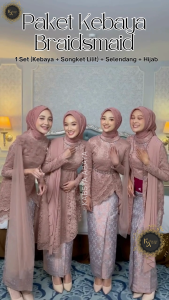 Paket Kebaya Braidsmaid Siap Pakai (Bisa Custom Ukuran) / Paket Premiere Braidsmaid Kabsya Abaya Set 5 - 10 - 15 Kebaya / Setelan Kebaya Braidsmaid / Kebaya Wisuda - Pilihan Warna Pilihan Model
