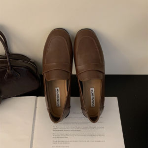 Giày Lười Đế Phẳng Đế Mềm Phong Cách Hàn Quốc Cho Nữ Mùa Xuân Thu Phong Cách Anh Giản Dị Cổ Điển Giày Đơn Một Bước