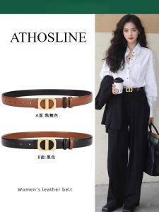 【Gift Box】Belt for Woman 2.5cm Reversible Genuine Leather Waist Belts for Pants Jeans Plus Size Fashion Accessories for Lady Gift for Her