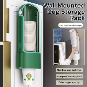 Wall-Mounted Punch-Free Disposable Cup Dispenser Automatic Water Dispenser Paper Cup Holder Cup Puller
