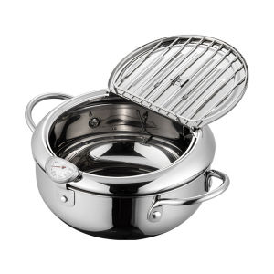 Deep Fryer Pot Stainless Steel with Temperature Control Frying Pan Versatile Large Kitchen Pot for Family Picnic